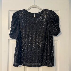 NWOT Rachel Zoe Black Sequin Top Size L